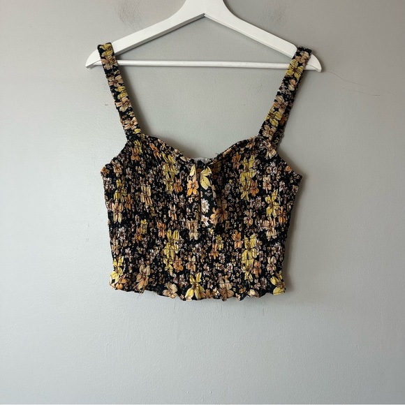 Sienna Sky Tops - Sienna Sky Black Floral Spaghetti Strap Stretchy Crop Top XL